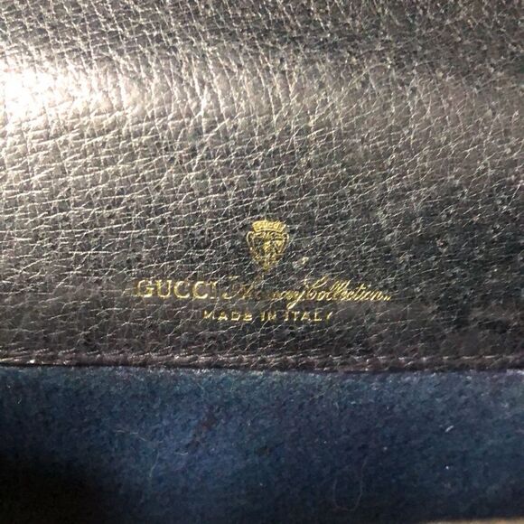 GUCCI GG Ophidia Sherryline Stripe Navy Leather Grey Coated Canvas MessengerBag - Picture 4 of 17